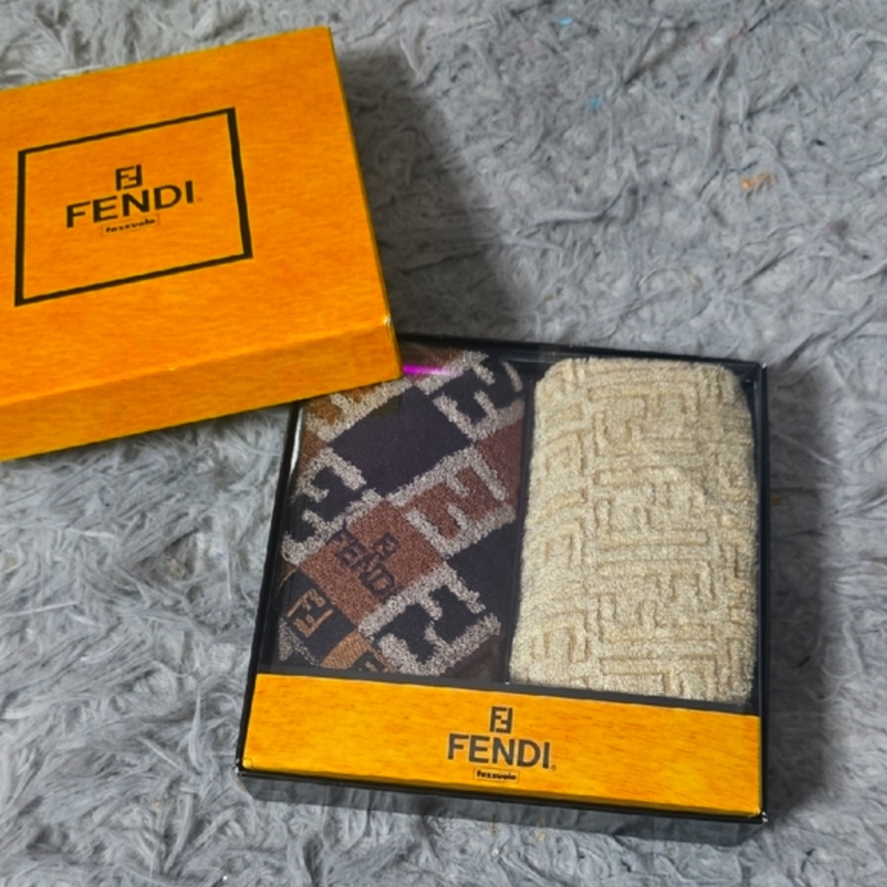Fendi Hand Towels - Brown and Cream